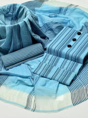 Khaadi Pure Lawn 3 Piece Summer Suit | Jacquard Lining Shirt, Trouser & Dupatta