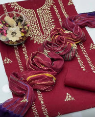 Premium Lawn 3-Piece Suit | Handmade Gota Work | Tie & Dye Chiffon Dupatta