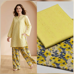 Pure Premium Lawn 2-Piece Suit – All-Over Chikan Kari Shirt & Digital Print Trouser