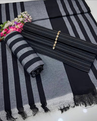 Classic Gold Striped Edition – 3-Piece Unstitched Suit (Winter Collection)