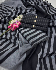 Classic Gold Striped Edition – 3-Piece Unstitched Suit (Winter Collection)