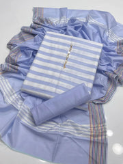 Khaadi Lawn Striped 3-Piece Suit with Jacquard Border Dupatta