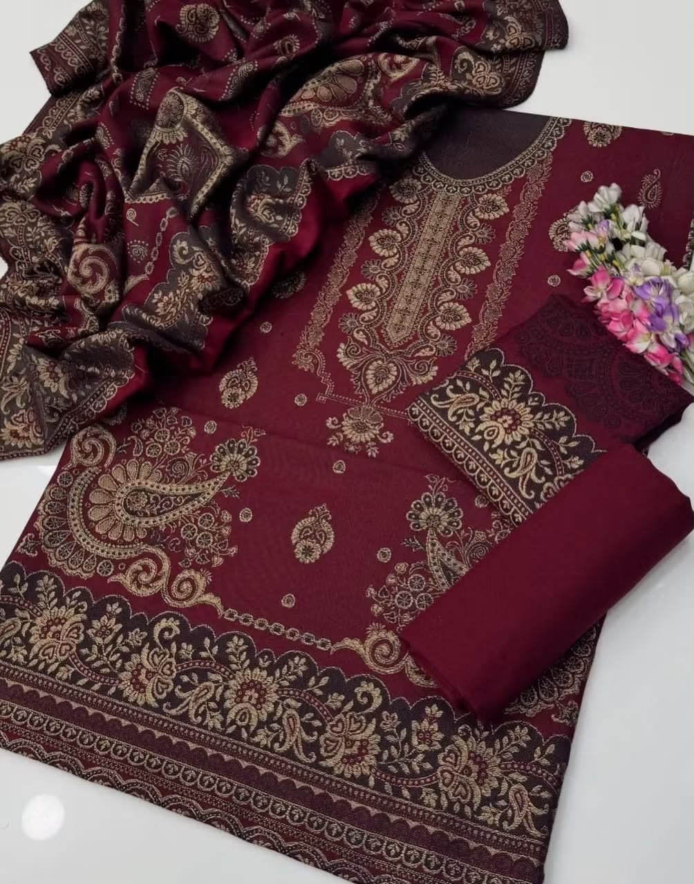 Pashmina Whool Jacquard Dress