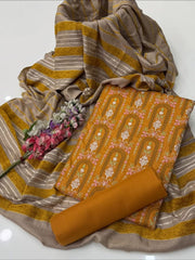 ✨ Winter Collection – Marina Linen Embroidered 3PC Suit with Velvet Border Shawl ✨